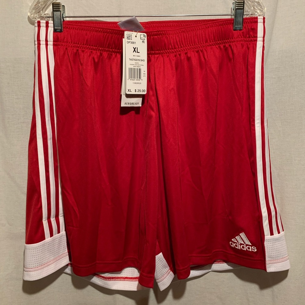 ADIDAS men XL, NEW w/ TAGS, RED athletic shorts basketball soccer football